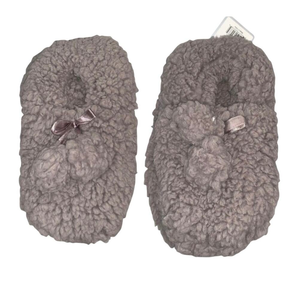 NWT Mirabeau Cozy Plush Teddy‎ Slippers S/M Gray Faux Shearling Slippers